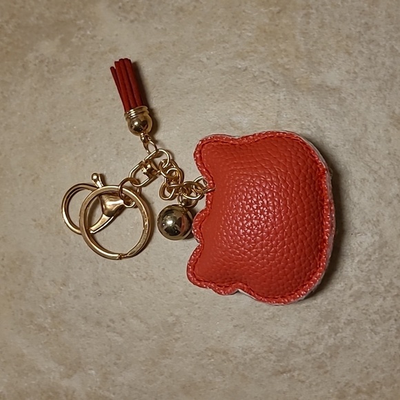 Hello Kitty Red Bow Crystal Rhinestone Keychain Bag Charm With Tan Tassel - Picture 12 of 12